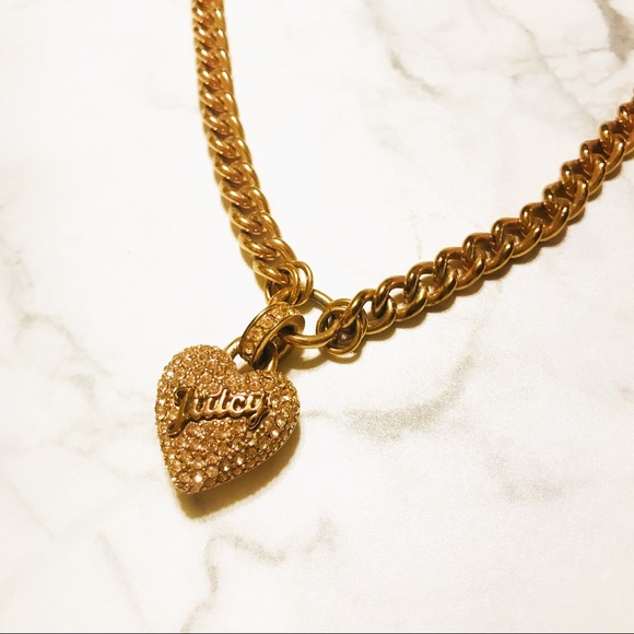 Juicy Couture rosegold crystal pave heart necklace - Picture 5 of 8